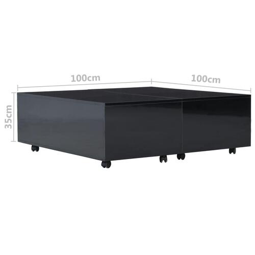 Sofabord 100x100x35 cm sort højglans
