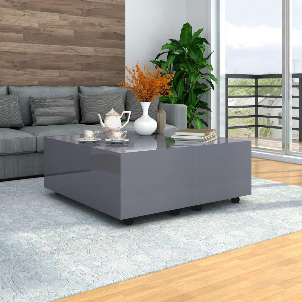 Sofabord 100x100x35 cm grå højglans