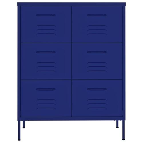 Kommode 80x35x101,5 cm stål marineblå