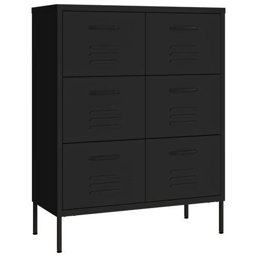 Kommode 80x35x101,5 cm stål sort