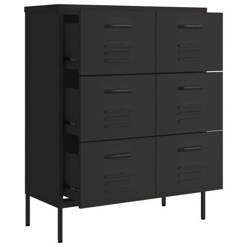 Kommode 80x35x101,5 cm stål sort