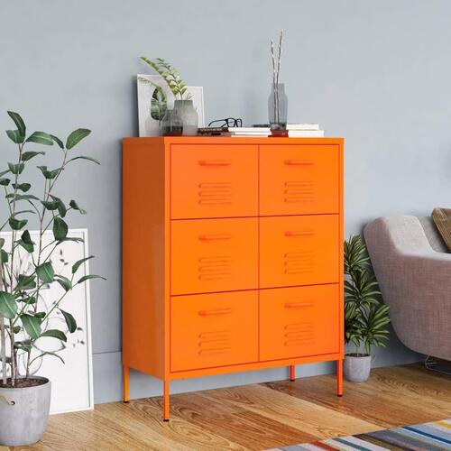 Kommode 80x35x101,5 cm stål orange