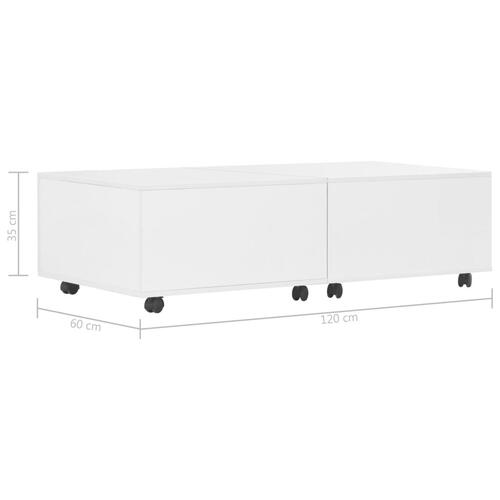 Sofabord 120x60x35 cm hvid højglans