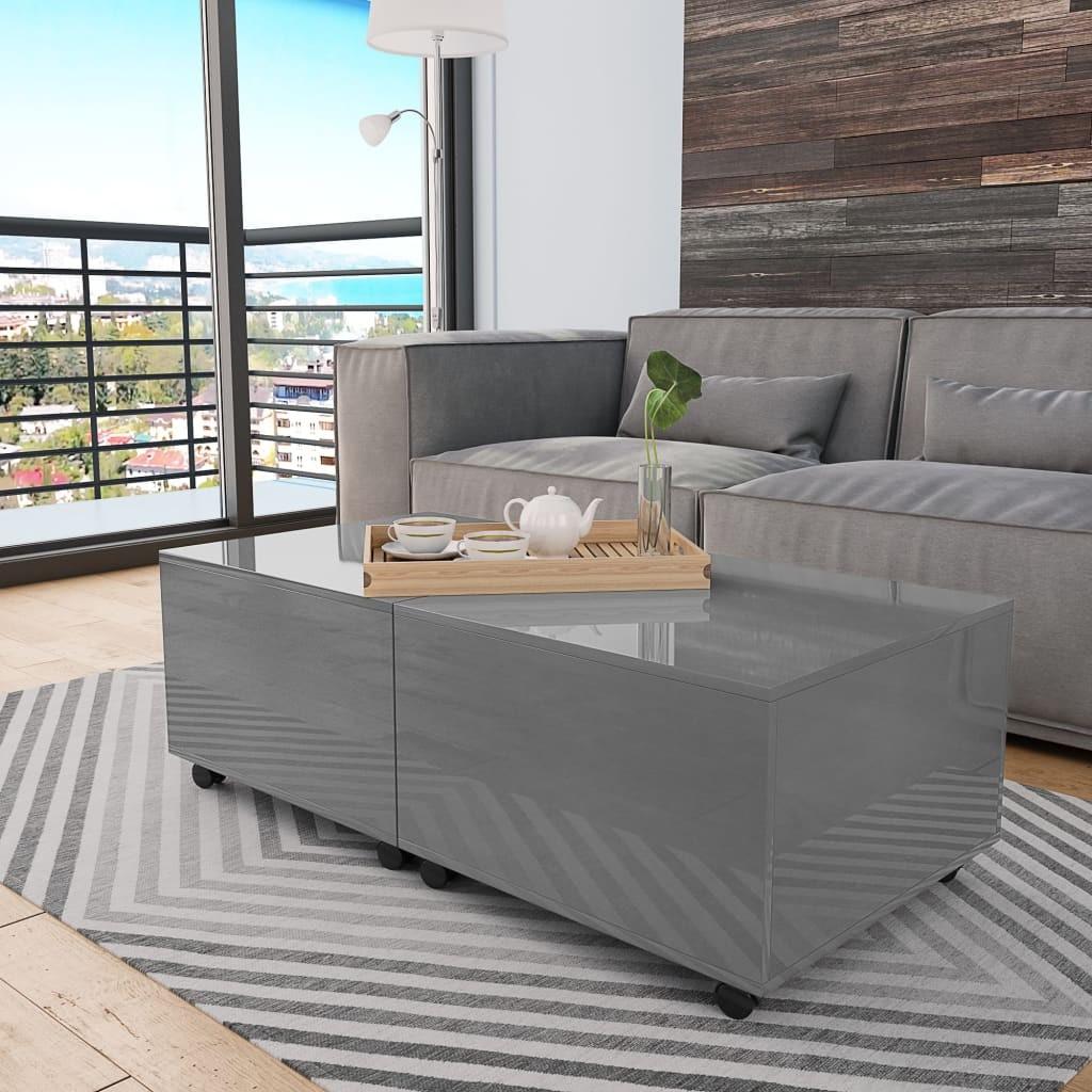 Sofabord 120 x 60 x 35 cm grå højglans