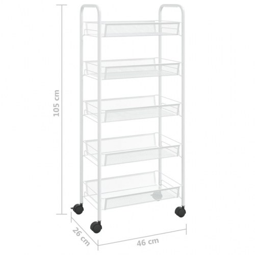 Køkkenvogn med 5 hylder 46 x 26 x 105 cm - hvid