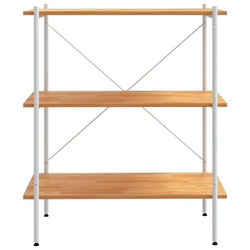 Reol med 3 hylder 80x40x92 cm hvid og egetræsfarvet