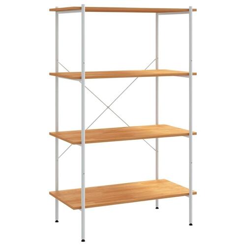 Reol med 4 hylder 80x40x130 cm hvid og egetræsfarvet