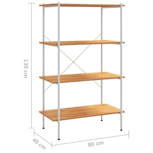 Reol med 4 hylder 80x40x130 cm hvid og egetræsfarvet