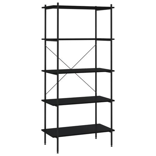 Reol med 5 hylder 80x40x163 cm sort