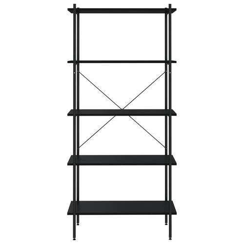 Reol med 5 hylder 80x40x163 cm sort
