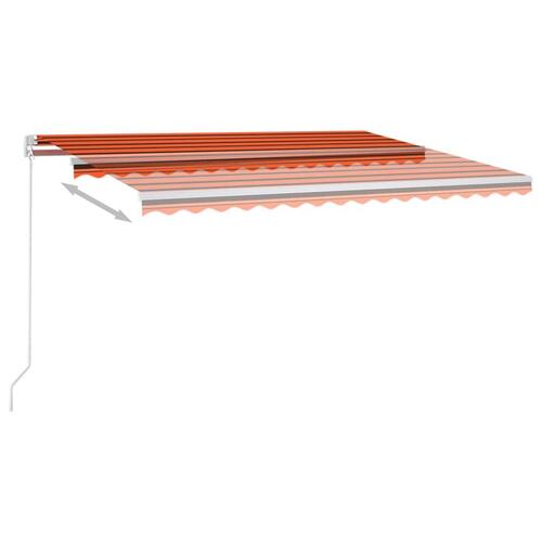 Markise m. LED-lys + vindsensor 4x3 m automatisk orange og brun