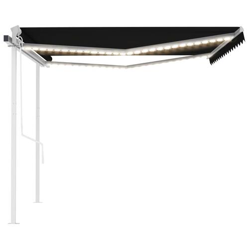 Markise m. LED + vindsensor 4x3,5 m automatisk antracit