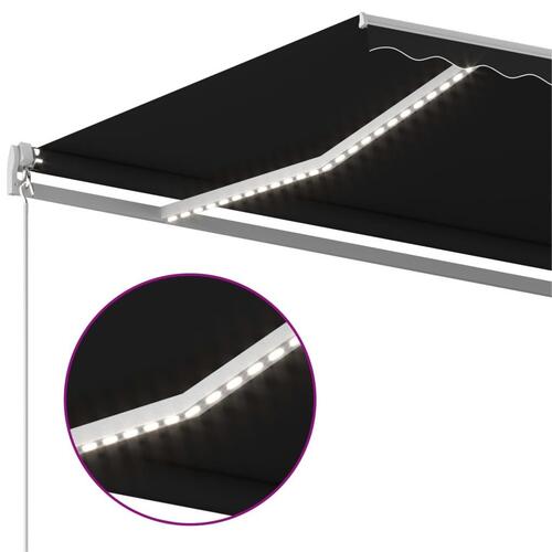 Markise m. LED + vindsensor 4x3,5 m automatisk antracit