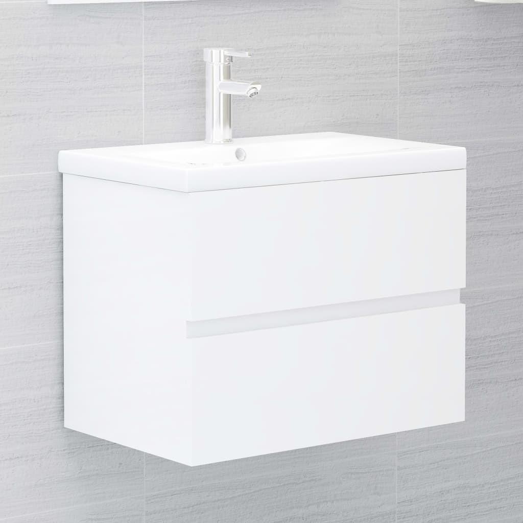 Vaskeskab med indbygget håndvask spånplade hvid højglans