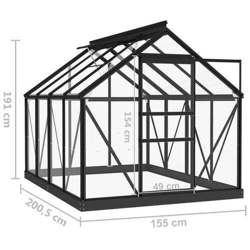 Glasdrivhus 155x200,5x191 cm aluminium antracitgrå