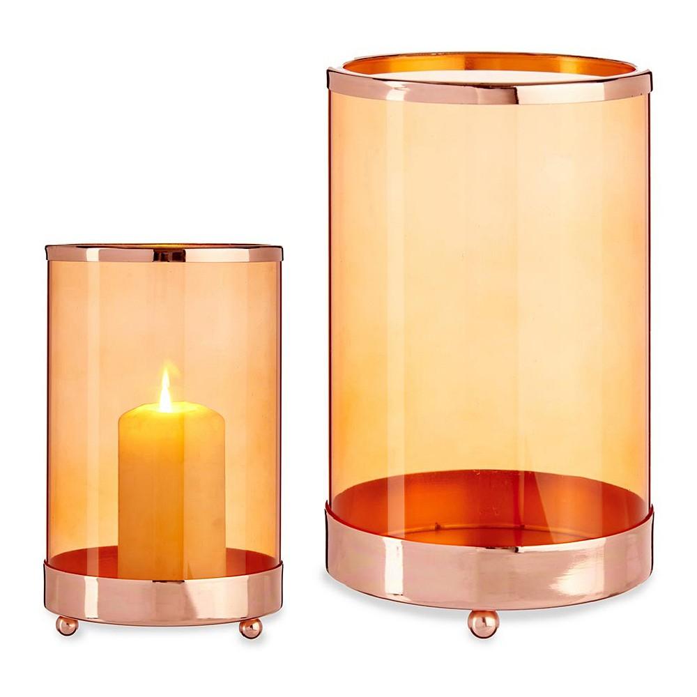 Lyseholder Kobber Rav Cylinder 122 X 195 X 122 Cm Metal Glas