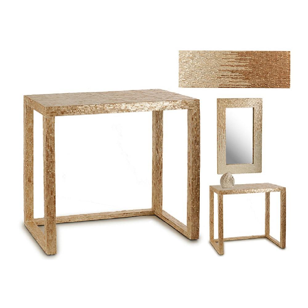 Bord Hallbord Beige Hvid Gylden Perlemor Spånplade 30 5 X 78 X 90 5 Cm