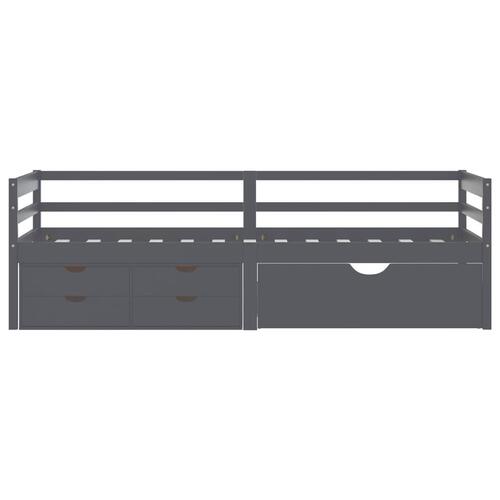 Sengestel med skuffer 90x200 cm massivt fyrretræ mørkegrå