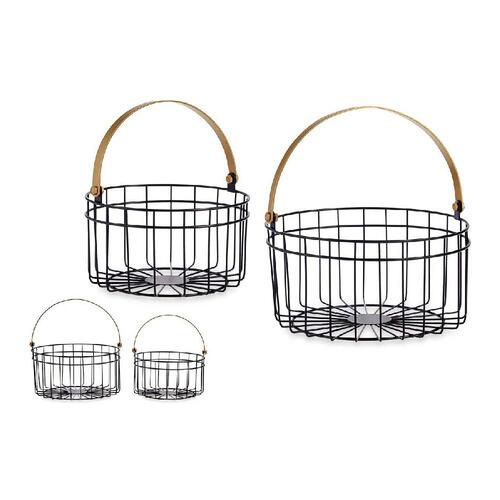 Kurv Sort Gylden Metal 25 x 27 x 25 cm (2 stk)