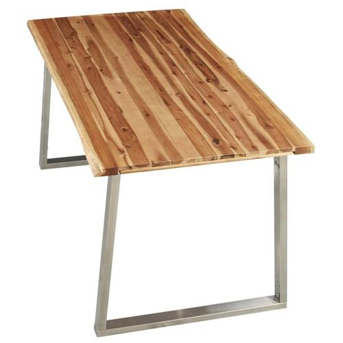 Spisebord 160 x 80 x 75 cm massivt akacietræ og rustfrit stål