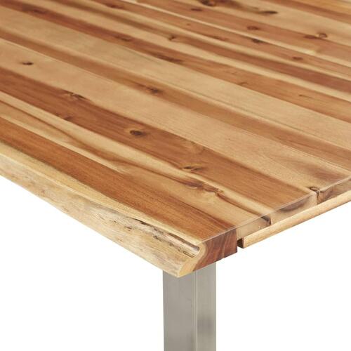 Spisebord 160 x 80 x 75 cm massivt akacietræ og rustfrit stål