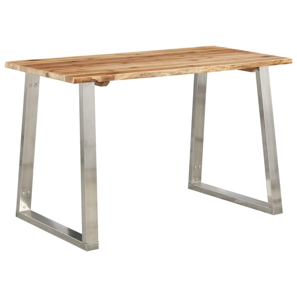 Spisebord 120 x 65 x 75 cm massivt akacietræ og rustfrit stål