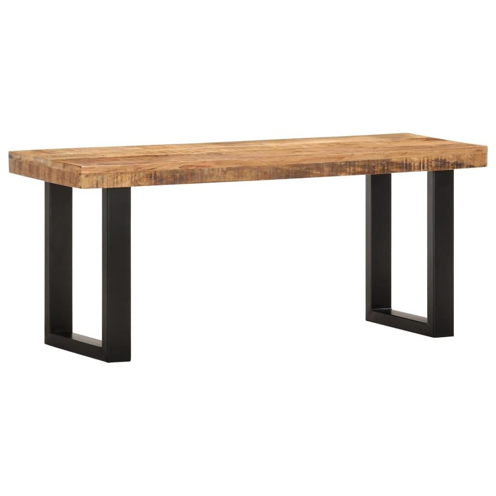 Bænk 110 Cm Massivt Ru Mangotræ Og Stål