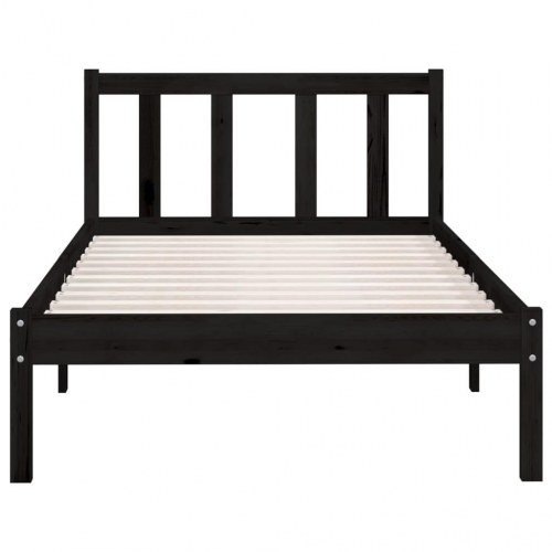 Sengestel 90x200 cm massivt fyrretræ sort