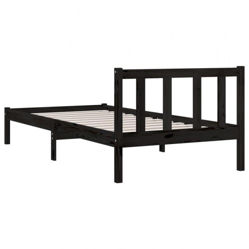 Sengestel 90x200 cm massivt fyrretræ sort