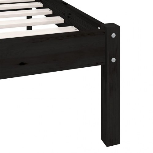 Sengestel 90x200 cm massivt fyrretræ sort