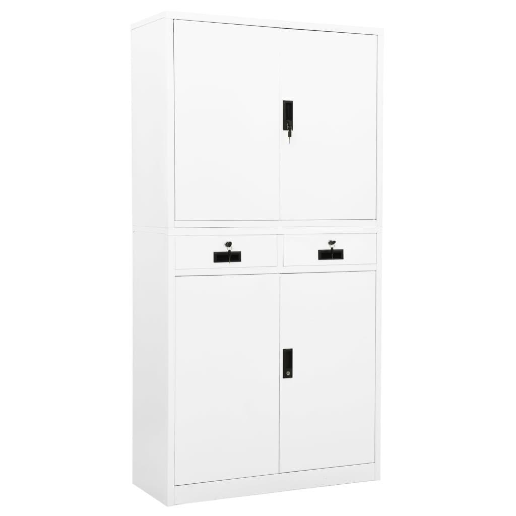Kontorskab 90X40X180 Cm Stål - Hvid