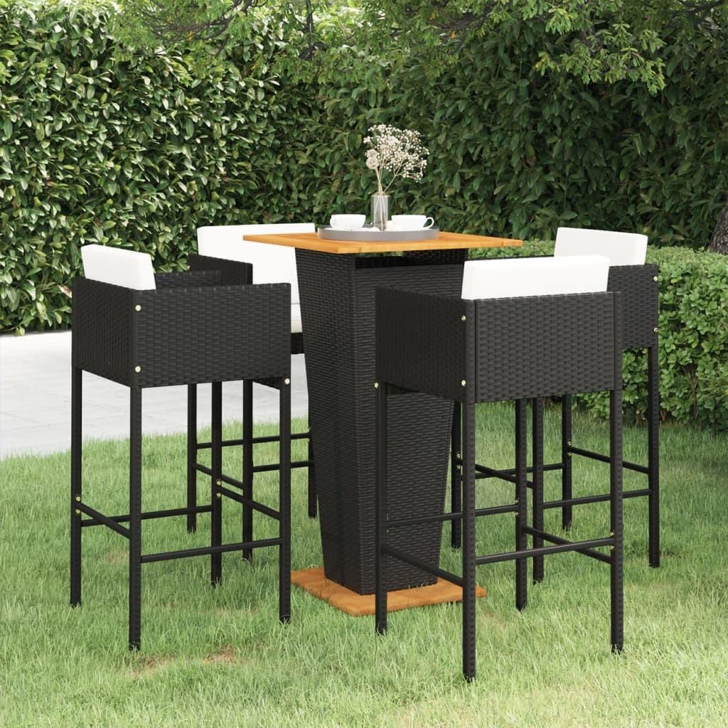 Barsæt Til Haven 3 Dele Med Hynder Polyrattan - 4 / Sort / 60 x 60 x 110 cm