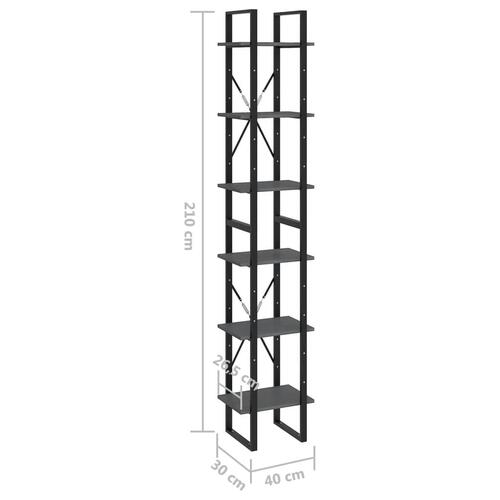 Reol 40x30x210 cm massivt fyrretræ grå