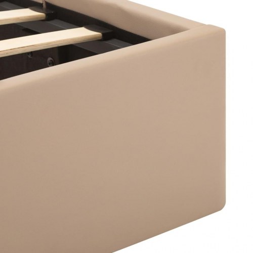 Hydraulisk opbevaringsseng med LED 180×200 cm - kunstlæder, cappuccino