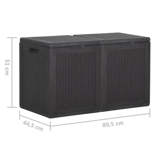 Opbevaringsboks til haven 180 l PP-rattan sort