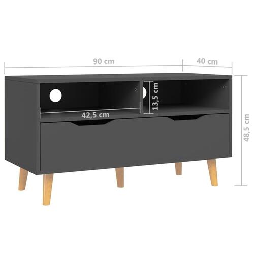 Tv-bord 90x40x48,5 cm konstrueret træ grå