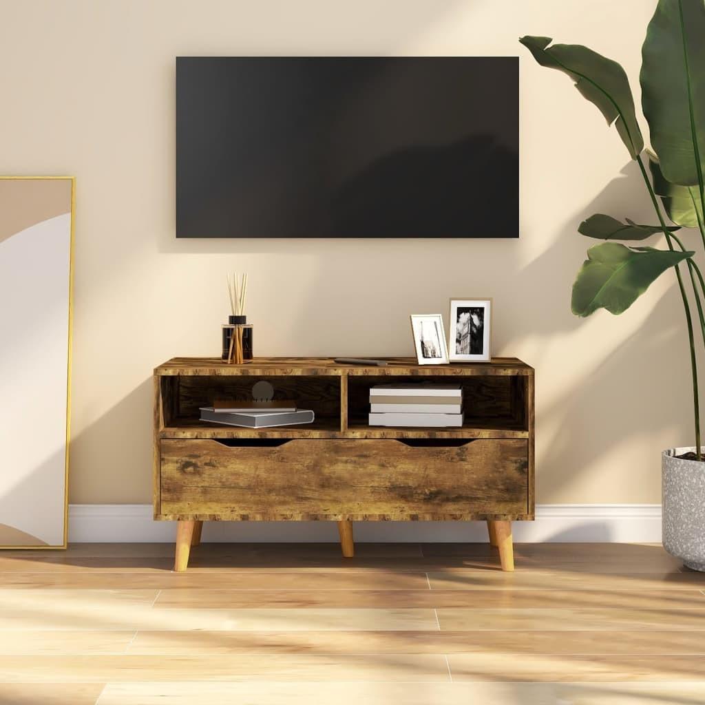 Tv-bord 90x40x48,5 cm konstrueret træ røget egetræsfarve