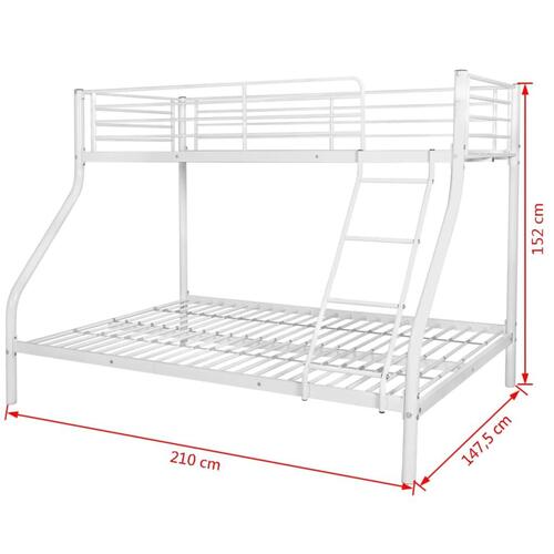 Sengestel køjeseng til børn hvid metal 140 x 200 / 90 x 200 cm