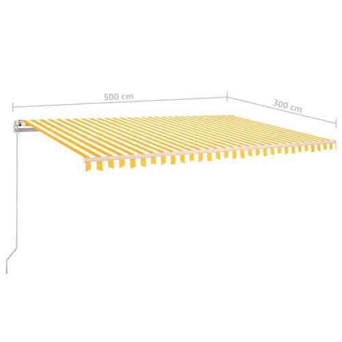 Markise m. LED + vindsensor 500x300 cm automatisk gul/hvid