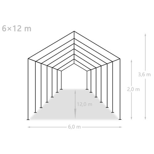Festtelt PE 6x12 m grå