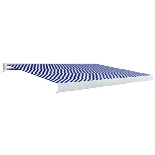 Kassettemarkise m. motor 300x250 cm blå og hvid
