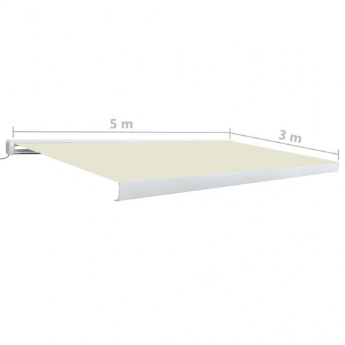 Kassettemarkise m. motor 500x300 cm cremefarvet