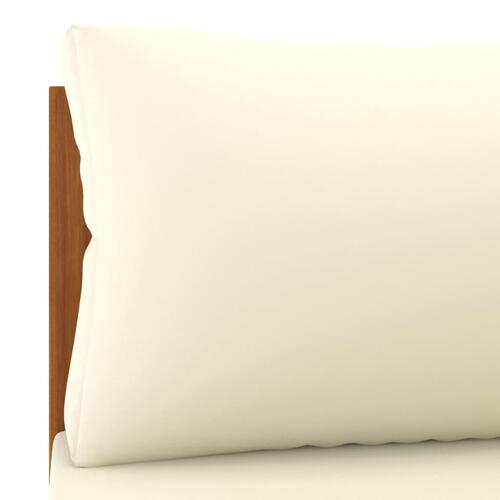 2-personers havesofa med cremefarvede hynder massivt akacietræ