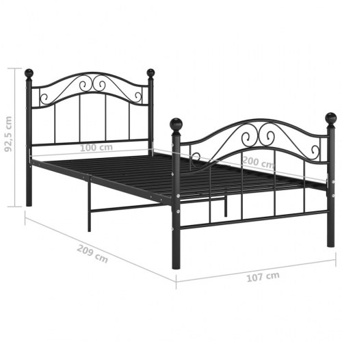 Sengestel i metal 100x200 cm - sort enkeltseng