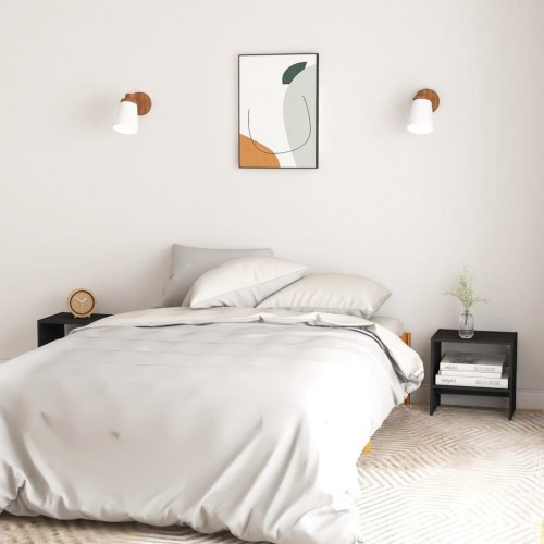 Sengeskabe 2 stk. 40x30,5x40 cm massivt fyrretræ sort