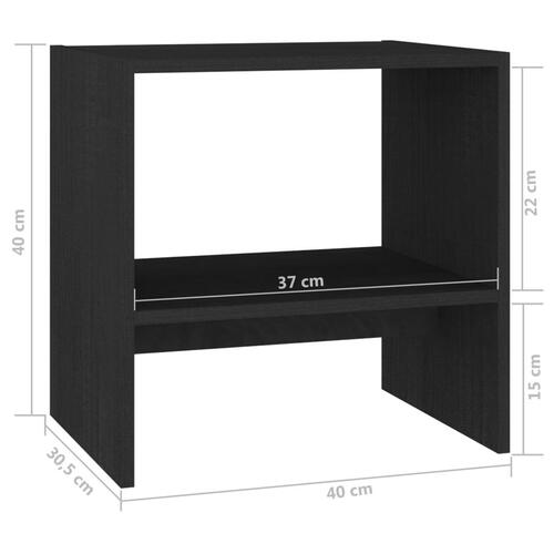 Sengeskabe 2 stk. 40x30,5x40 cm massivt fyrretræ sort