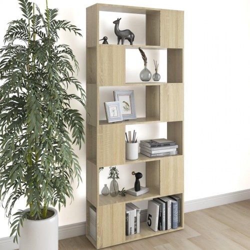 Bogreol/rumdeler 80×24×186 cm - konstrueret træ i sonoma-eg