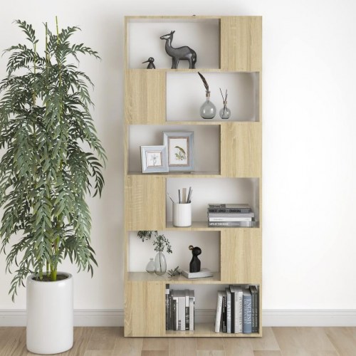 Bogreol/rumdeler 80×24×186 cm - konstrueret træ i sonoma-eg