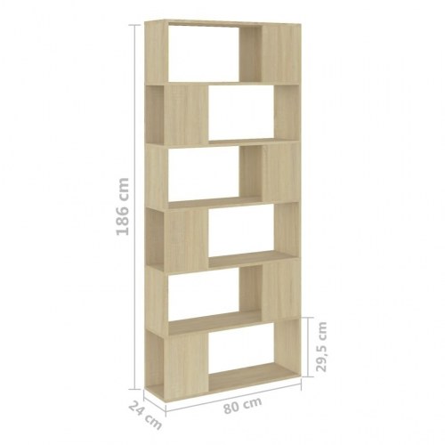Bogreol/rumdeler 80×24×186 cm - konstrueret træ i sonoma-eg
