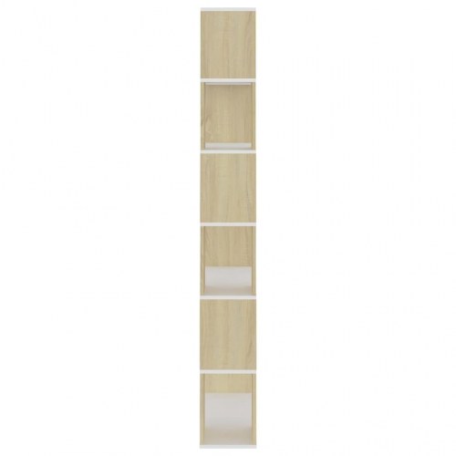 Bogreol/rumdeler 80x24x186 cm konstrueret træ hvid og sonoma-eg